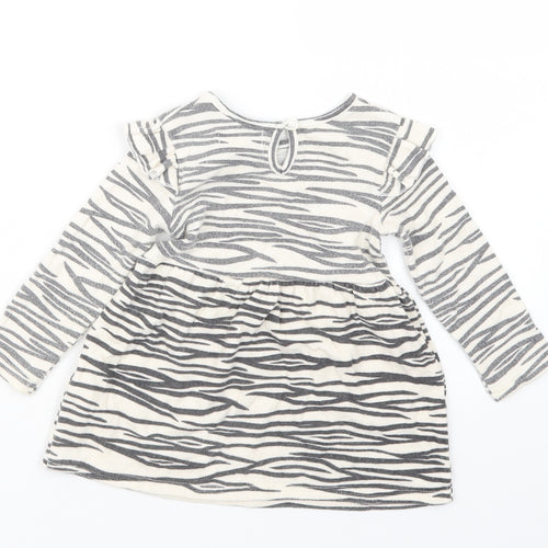 Primark Girls Beige Animal Print  T-Shirt Dress  Size 12-18 Months