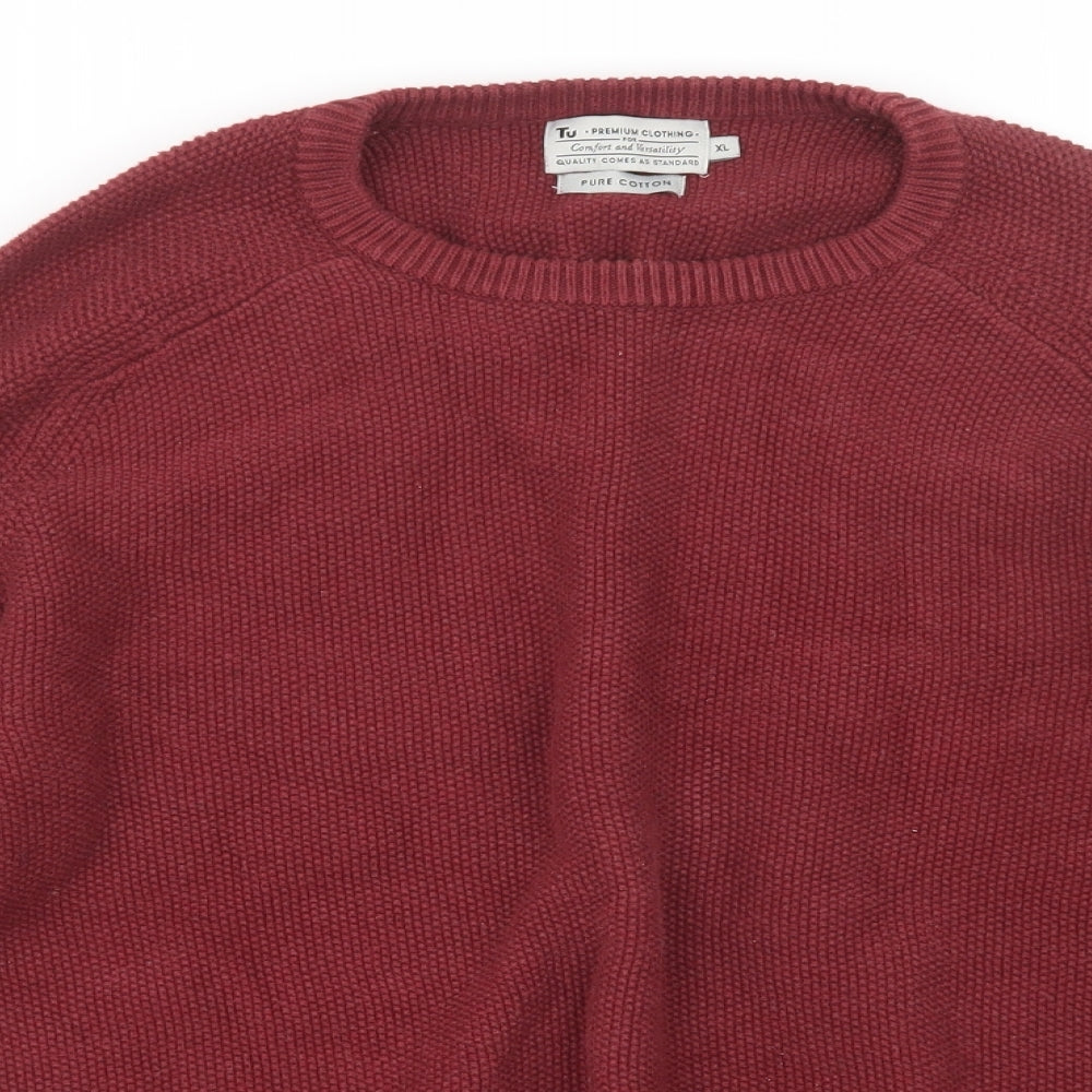 TU Mens Red  Knit Pullover Jumper Size XL