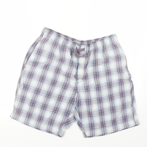 Marks and Spencer Mens Blue Check  Cargo Shorts Size M