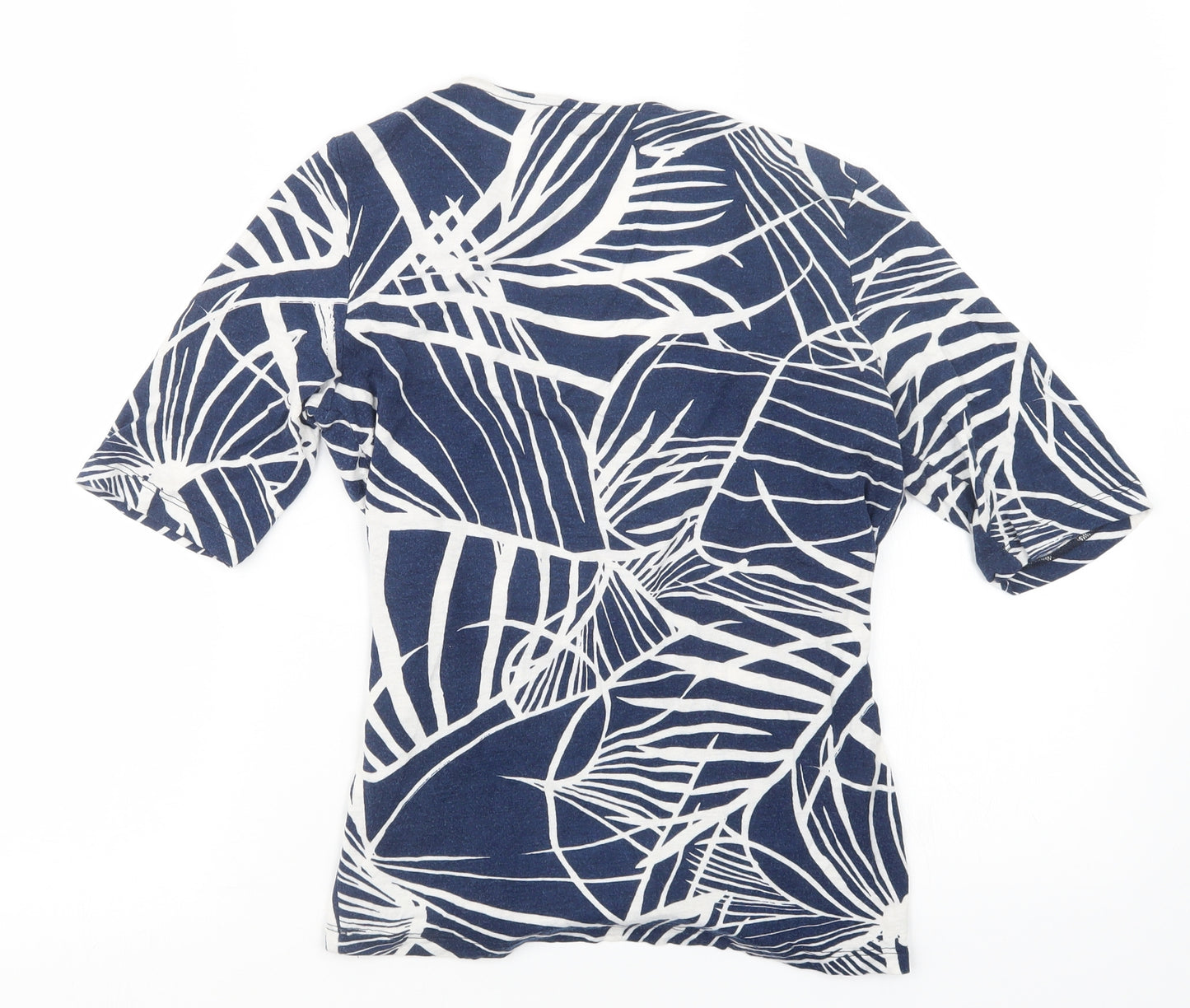 Artigiano Womens Blue Geometric  Basic T-Shirt Size 12