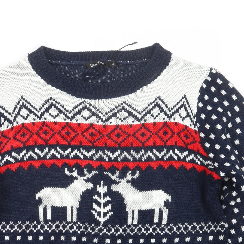 Boohoo Womens Blue  Knit Pullover Jumper Size M  - Christmas
