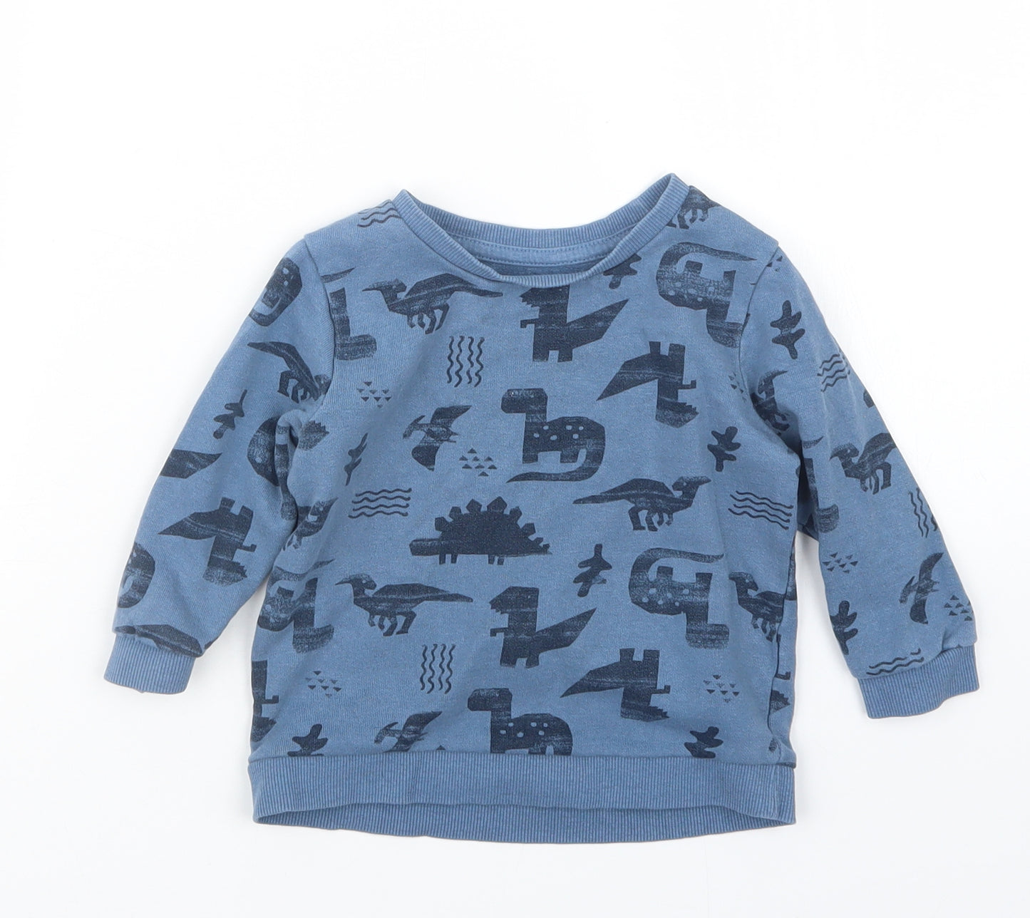 Matalan Boys Blue Geometric  Pullover Jumper Size 18-24 Months