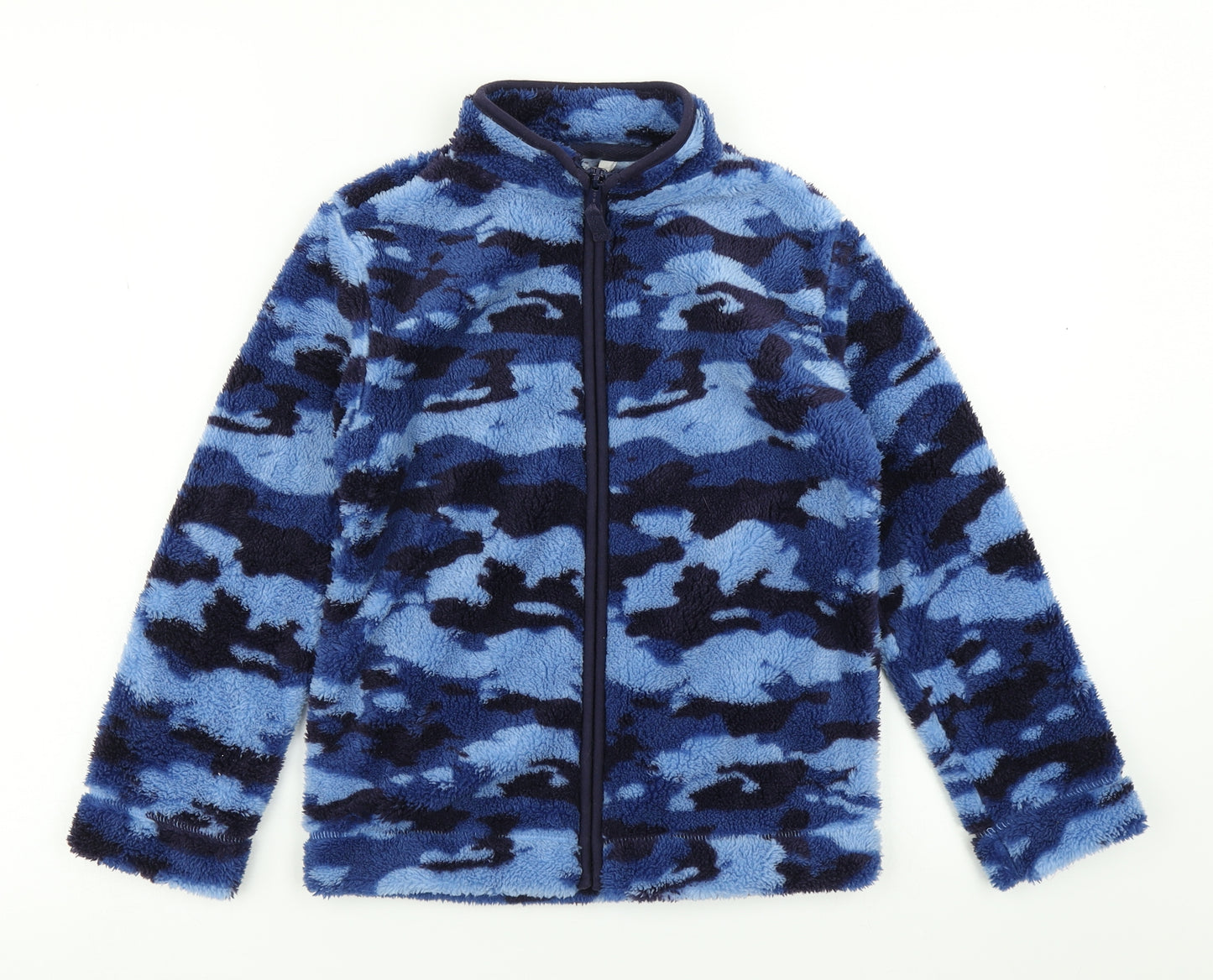 M&Co Boys Blue Camouflage Fleece Full Zip Sweatshirt Size 7-8 Years