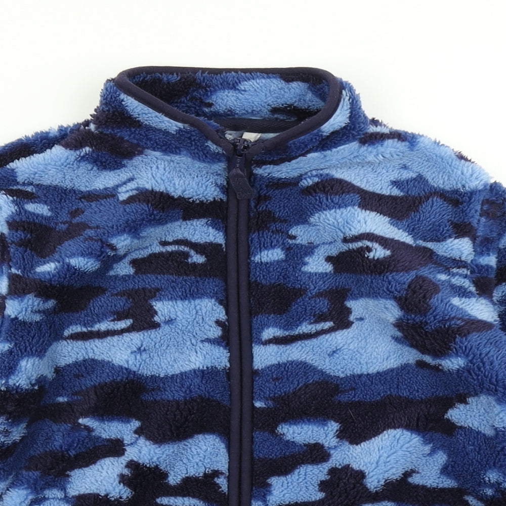 M&Co Boys Blue Camouflage Fleece Full Zip Sweatshirt Size 7-8 Years