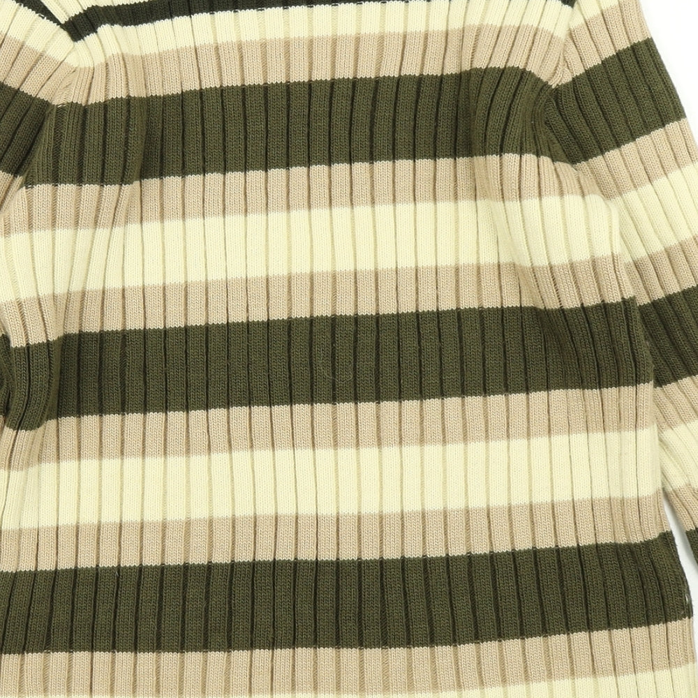 Toreador Mens Beige Striped Knit Pullover Jumper Size L