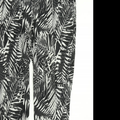 F&F Womens Black Floral  Harem Trousers Size 14 L27 in