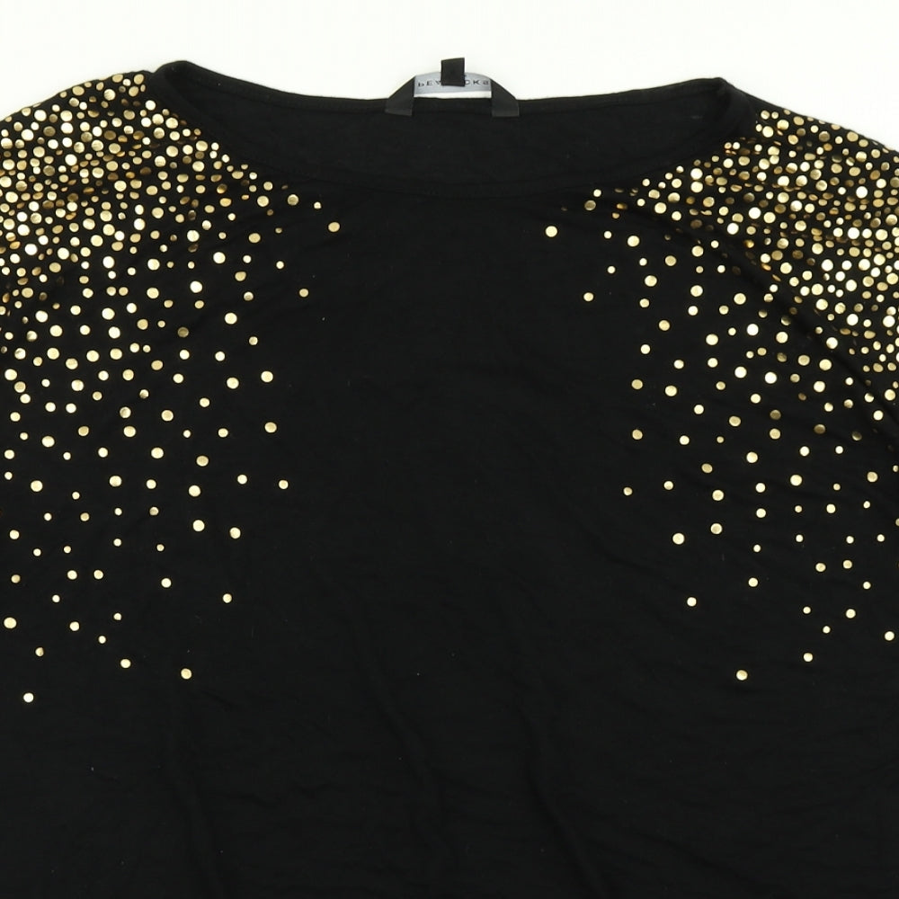 Peacocks Womens Black Polka Dot  Basic T-Shirt Size 18