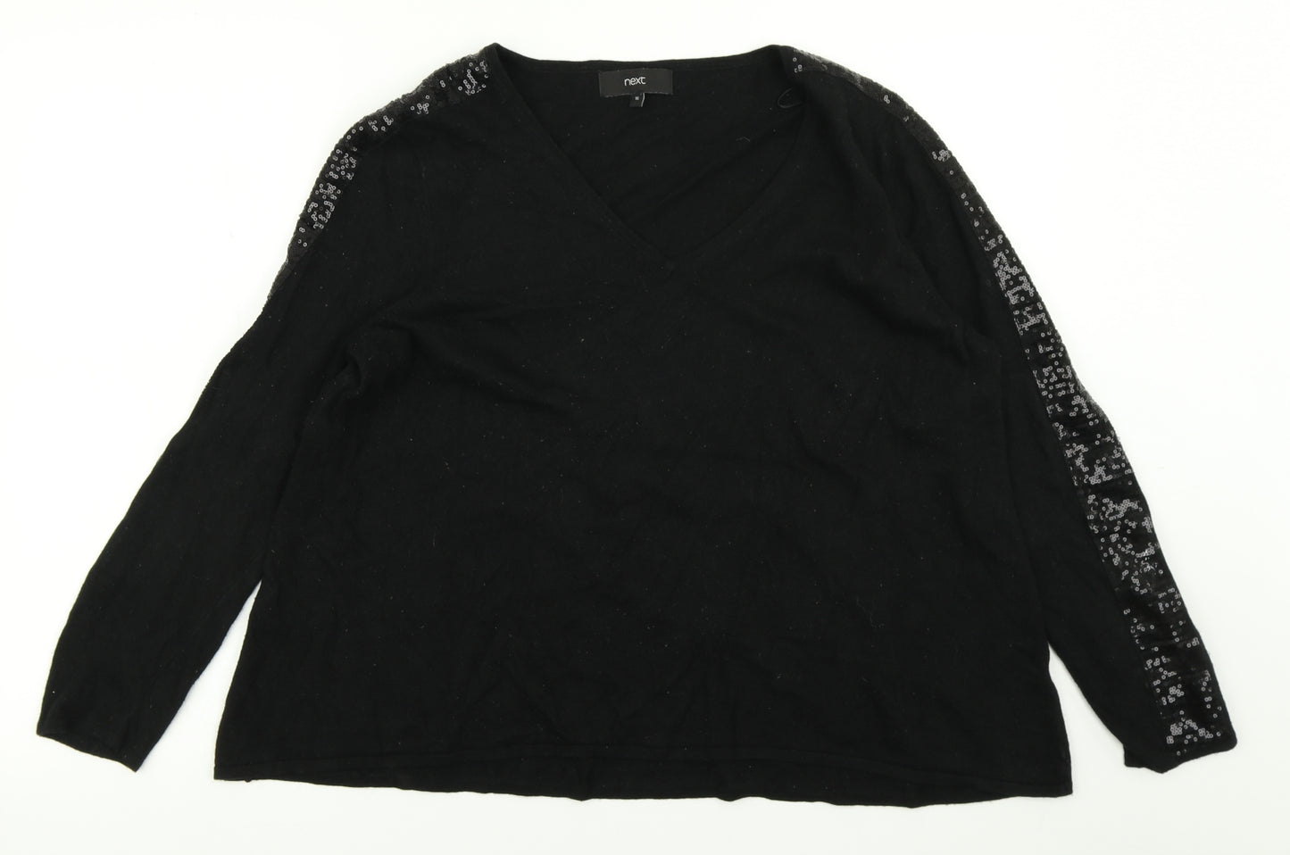 NEXT Womens Black  Knit Pullover Jumper Size 16