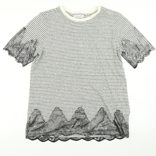 Per Una Womens Black Striped  Basic T-Shirt Size 12
