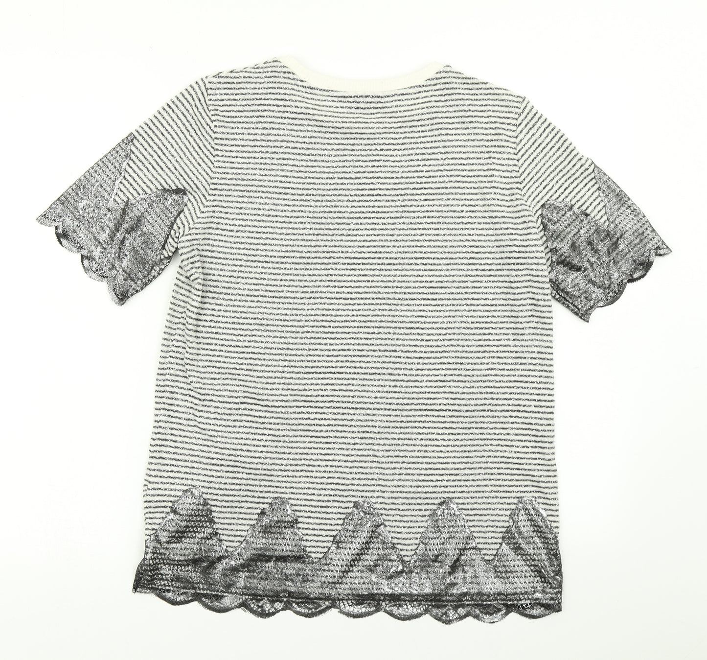 Per Una Womens Black Striped  Basic T-Shirt Size 12