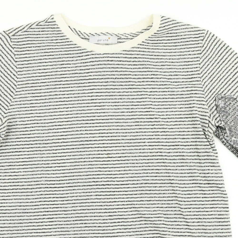 Per Una Womens Black Striped  Basic T-Shirt Size 12