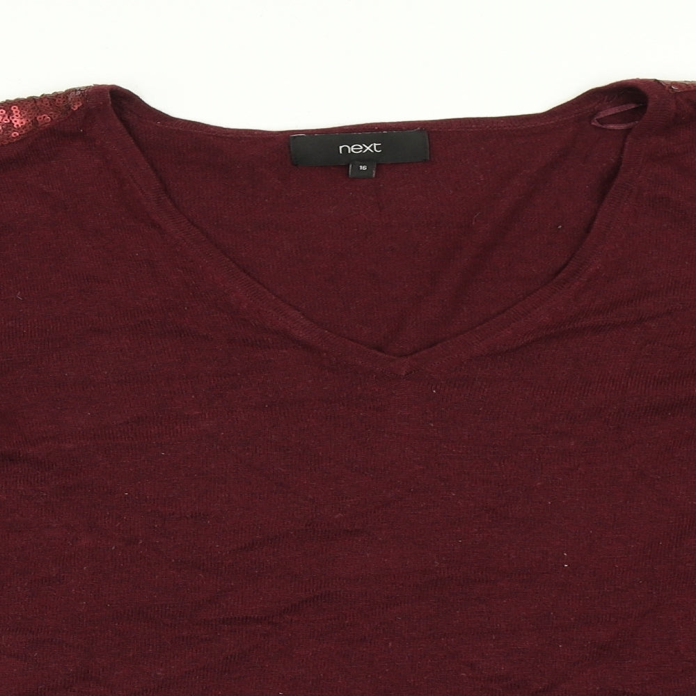 NEXT Womens Red  Knit Pullover Jumper Size 16