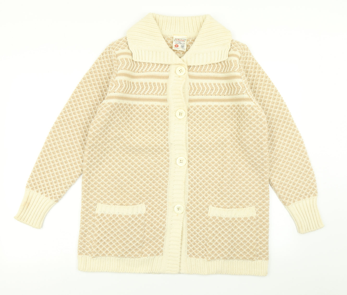 St Michaels Womens Ivory  Knit Cardigan Jumper Size 16