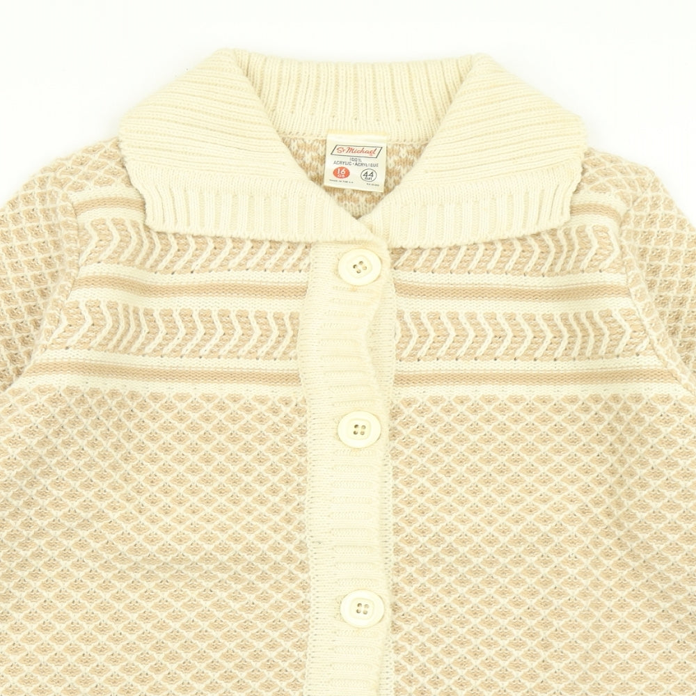 St Michaels Womens Ivory  Knit Cardigan Jumper Size 16