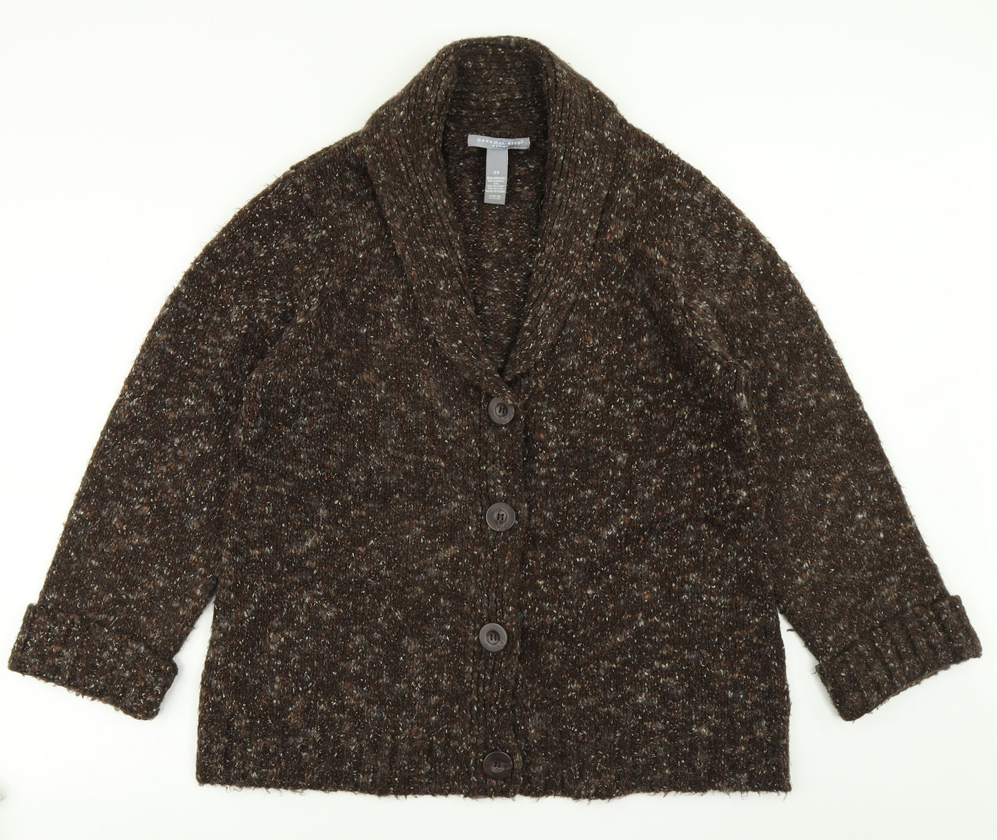 Carroll Reed Womens Brown  Knit Cardigan Jumper Size 2XL