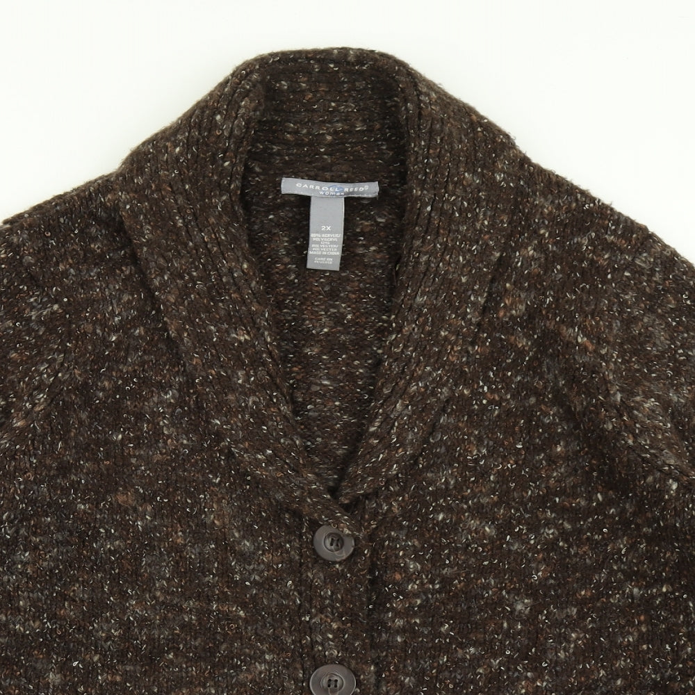 Carroll Reed Womens Brown  Knit Cardigan Jumper Size 2XL