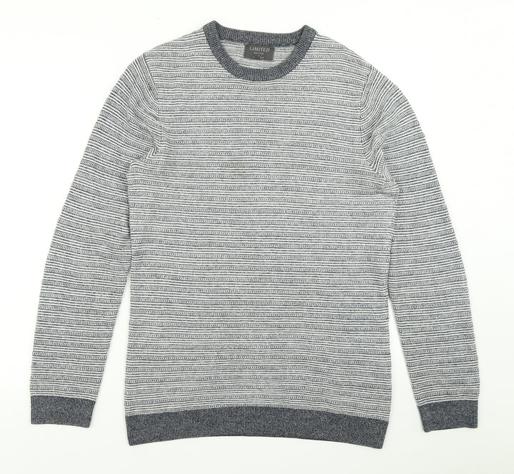 Limited Edition Mens Blue Striped Knit Pullover Jumper Size S