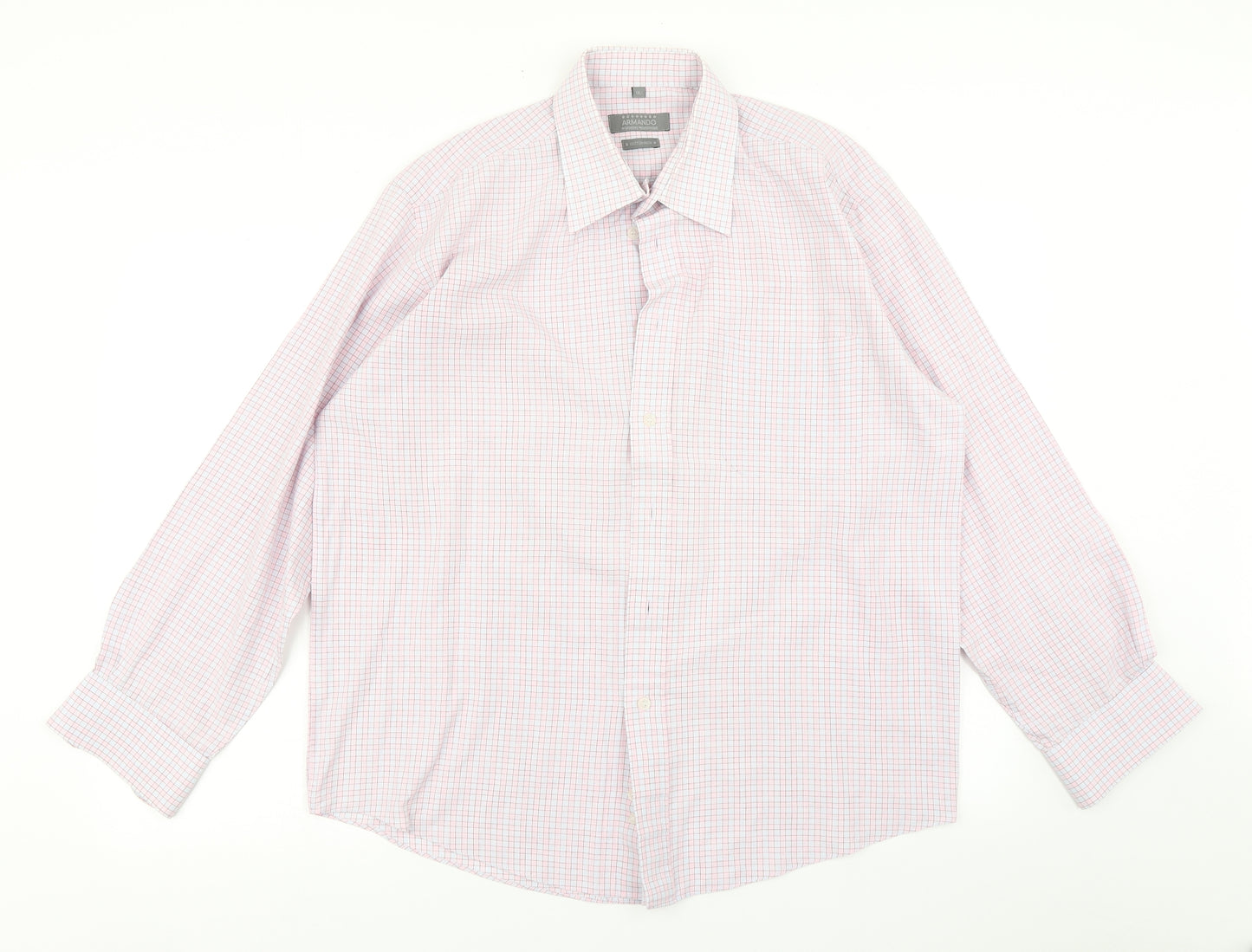 Armando Mens Pink Check   Dress Shirt Size 16.5