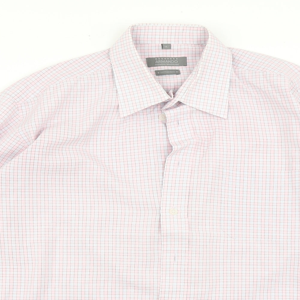 Armando Mens Pink Check   Dress Shirt Size 16.5