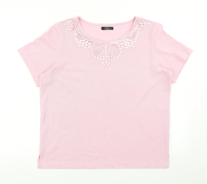 BM Womens Pink Knit Basic T-Shirt Size S