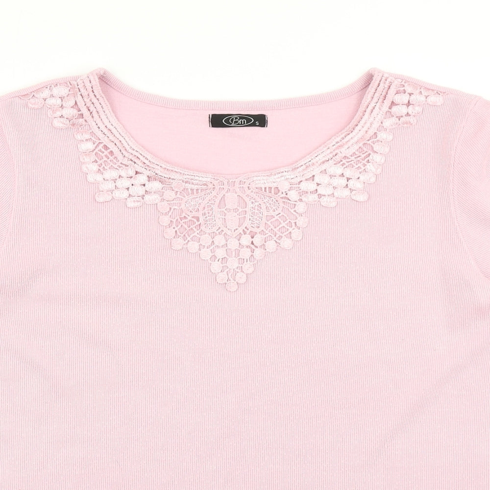 BM Womens Pink  Knit Basic T-Shirt Size S