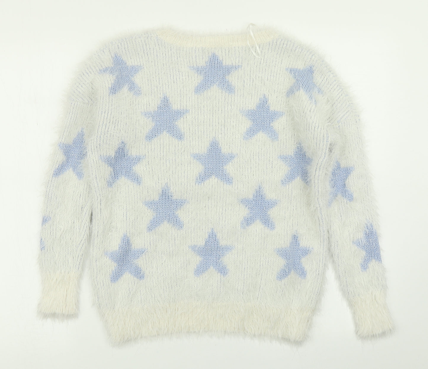 Internacionale Womens White  Knit Pullover Jumper Size 8  - star print