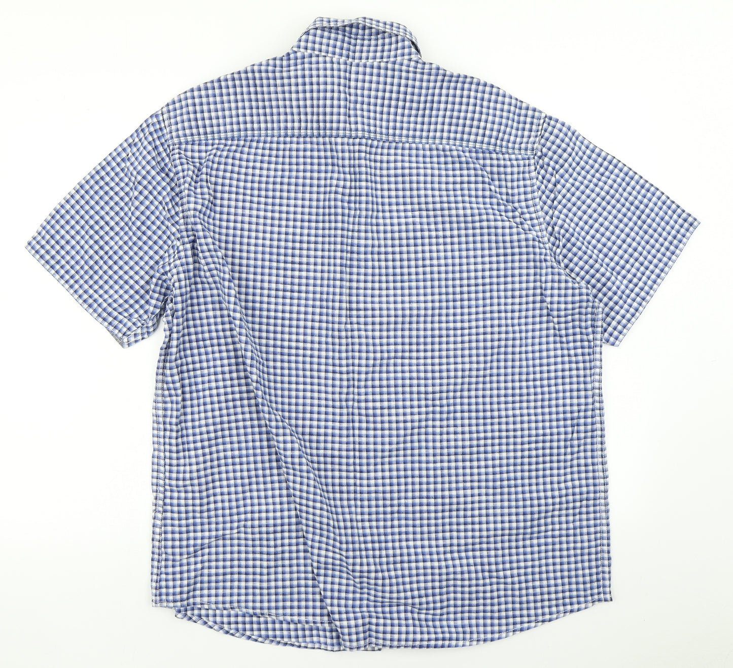 M&S Mens Blue Check   Button-Up Size XL