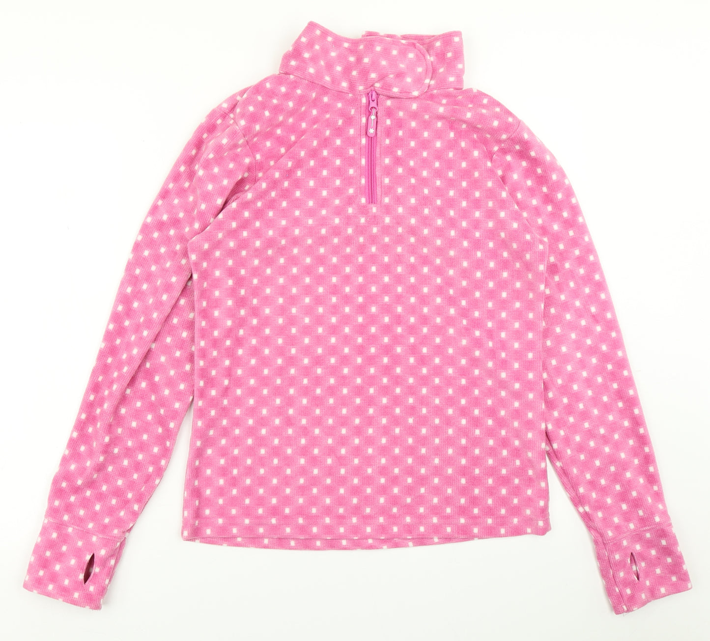 Snobase Womens Pink Polka Dot Fleece Pullover Sweatshirt Size 14