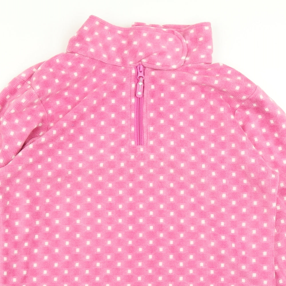 Snobase Womens Pink Polka Dot Fleece Pullover Sweatshirt Size 14