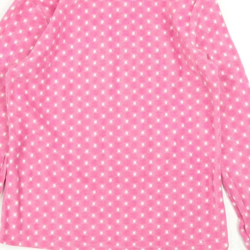 Snobase Womens Pink Polka Dot Fleece Pullover Sweatshirt Size 14