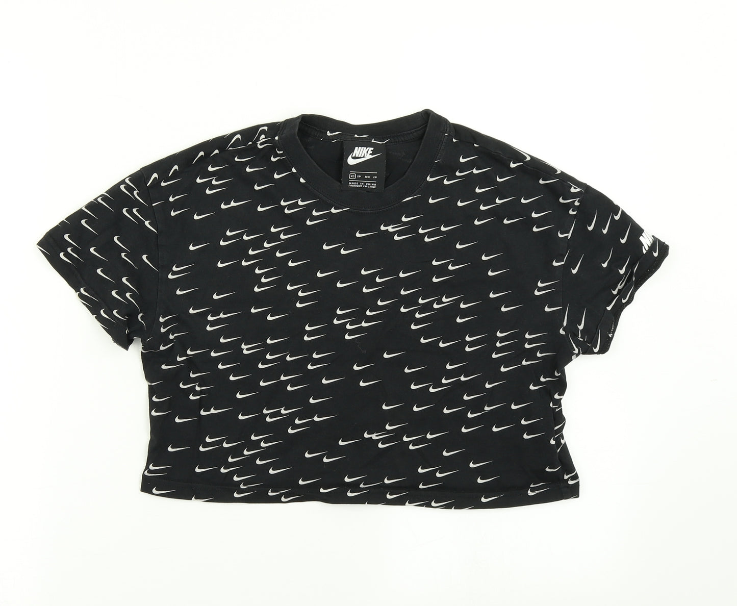 Nike Womens Black Polka Dot  Cropped T-Shirt Size XS