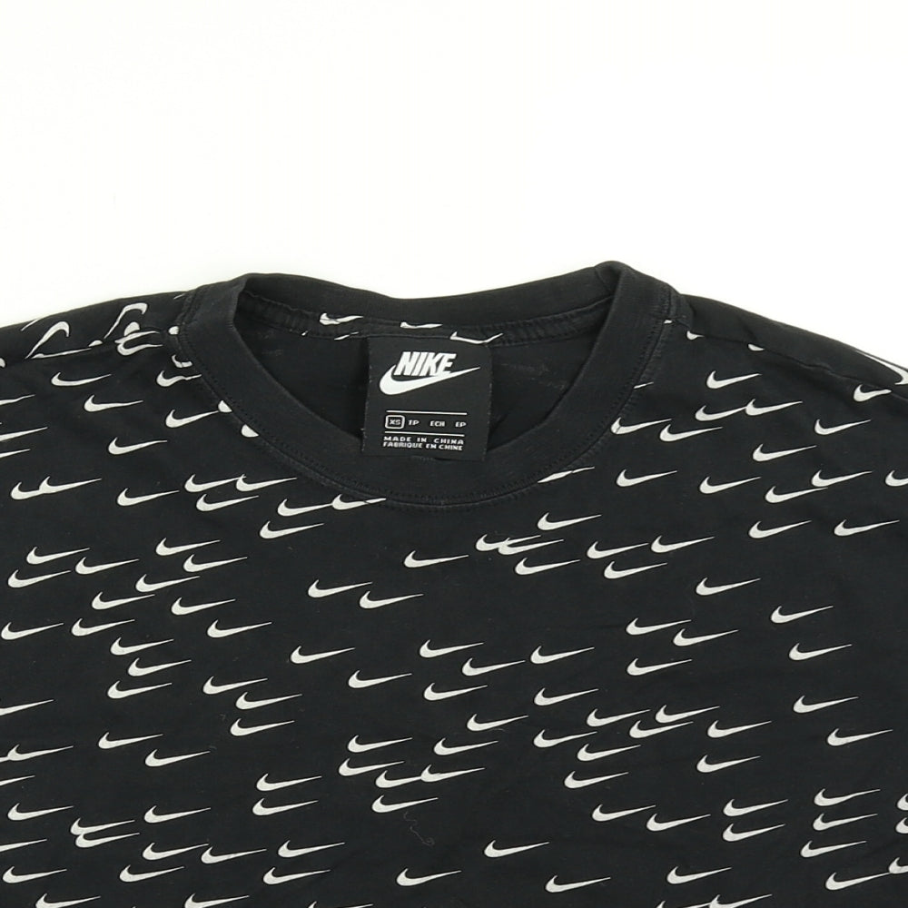 Nike Womens Black Polka Dot  Cropped T-Shirt Size XS