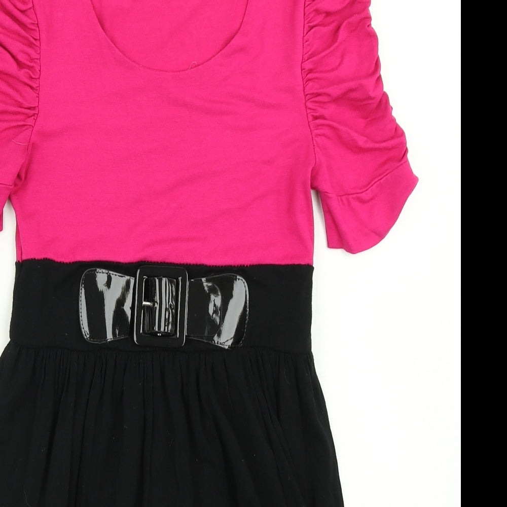 Tammy Girls Pink Colourblock  Skater Dress  Size 10-11 Years