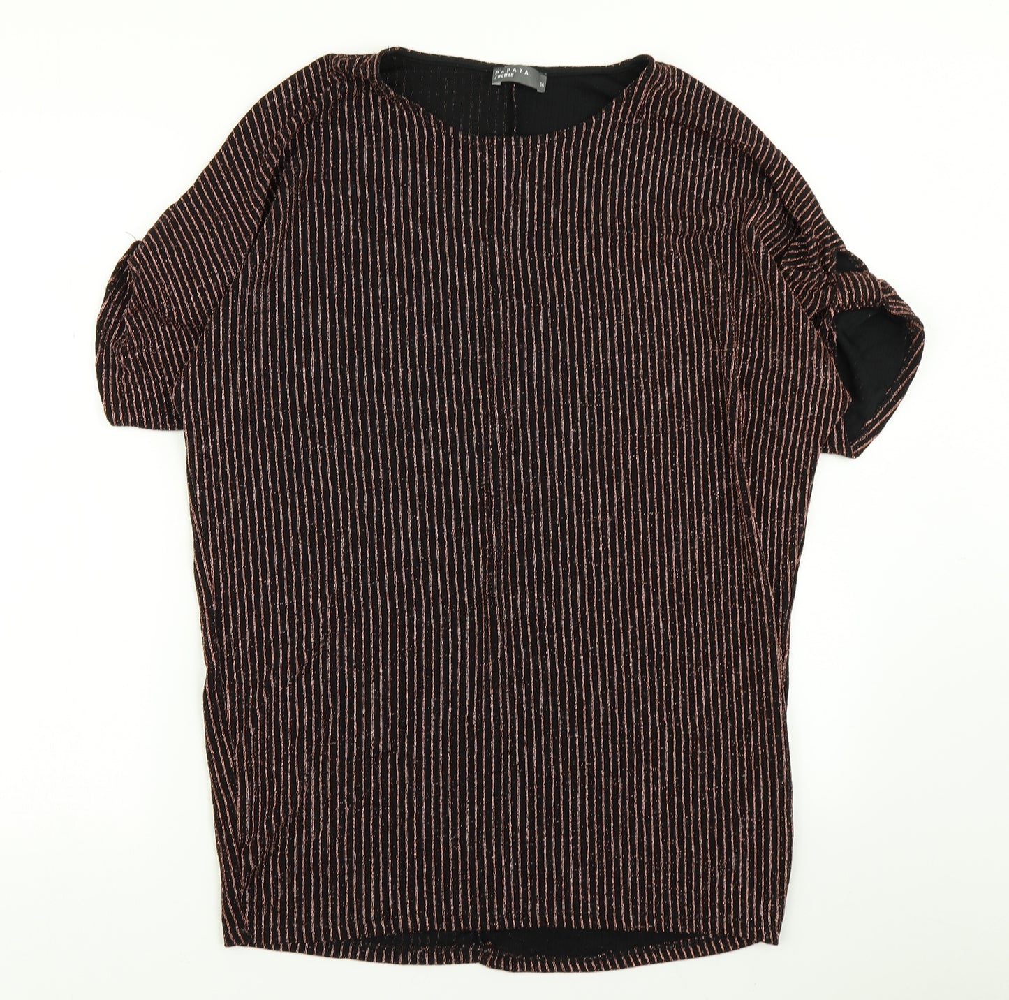 Papaya Womens Black Striped  Basic Blouse Size 16