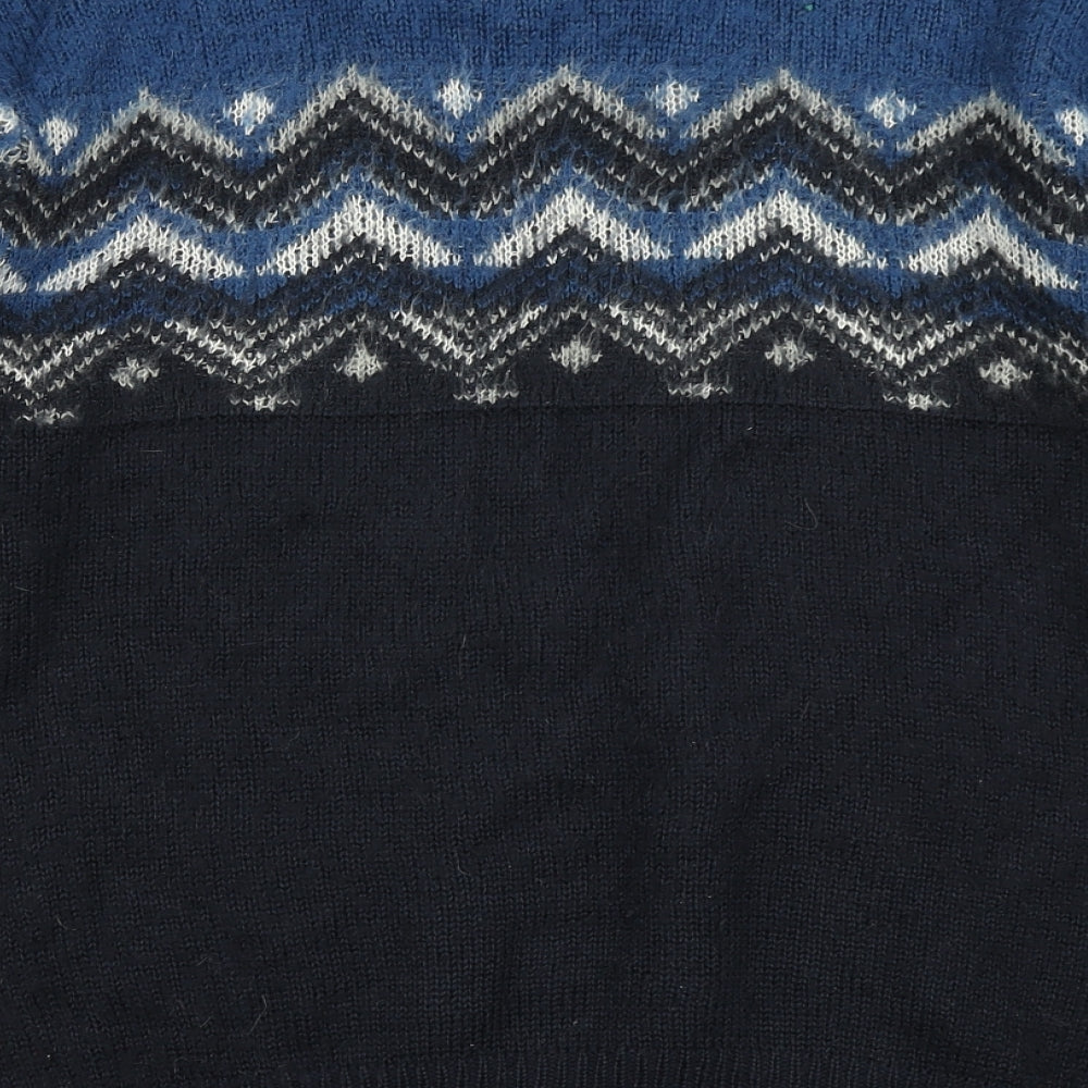 River Island Mens Black Fair Isle Knit Pullover Jumper Size M