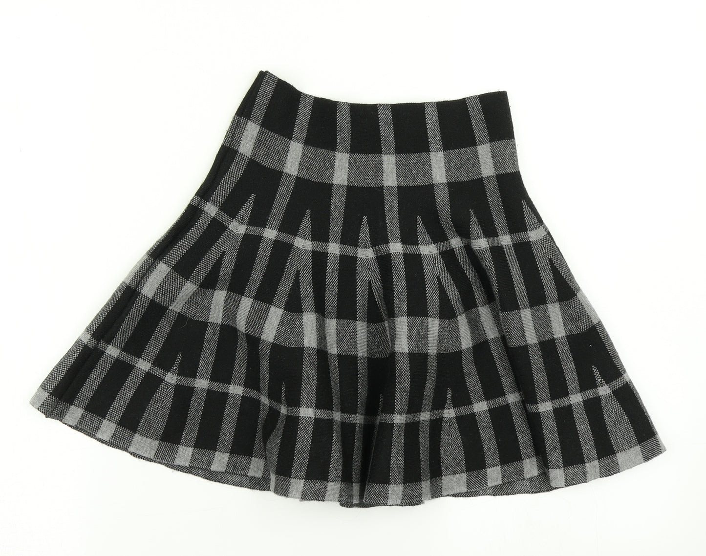 New Look Womens Black Check Knit Flare Skirt Size S
