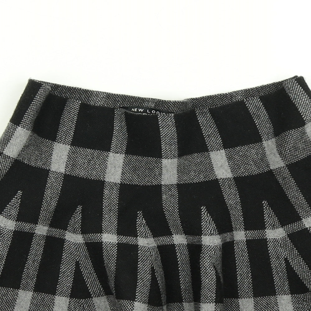 New Look Womens Black Check Knit Flare Skirt Size S