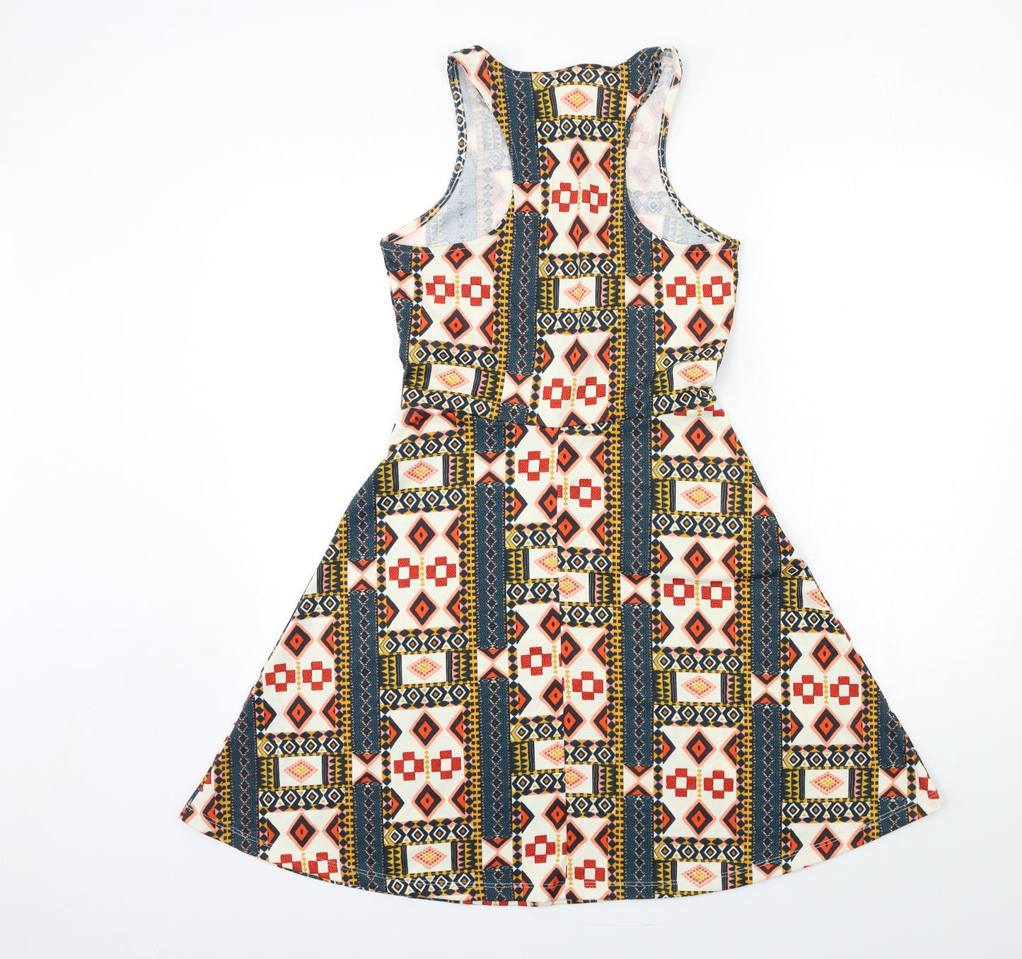 H&M Womens Beige Geometric  Fit & Flare  Size S