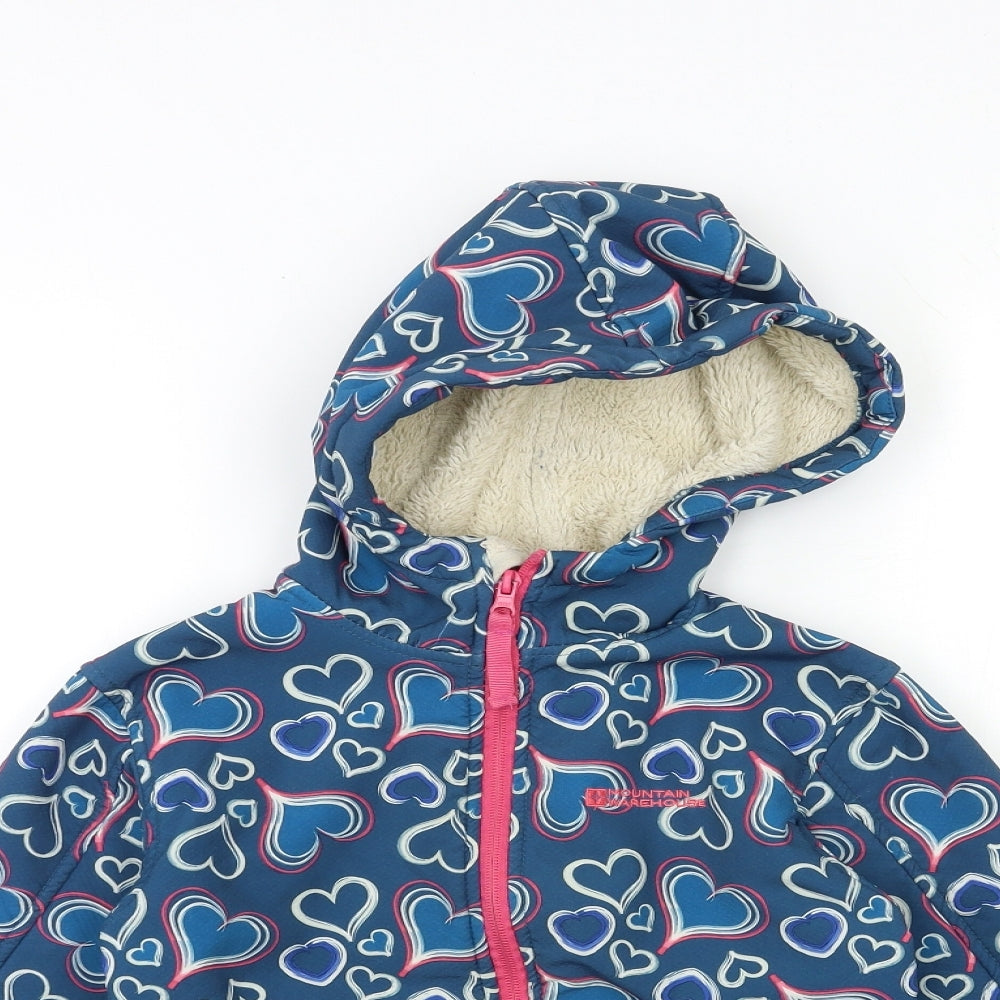 Mountain Warehouse Girls Blue Geometric  Overcoat Coat Size 9 Years