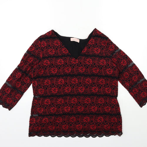 Marks and Spencer Womens Red Striped  Basic Blouse Size 16