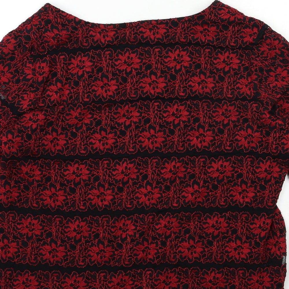 Marks and Spencer Womens Red Striped  Basic Blouse Size 16