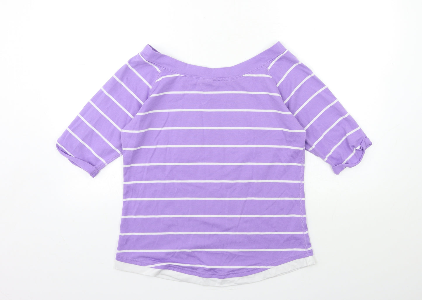 LA Gear Womens Purple Striped  Basic T-Shirt Size 16