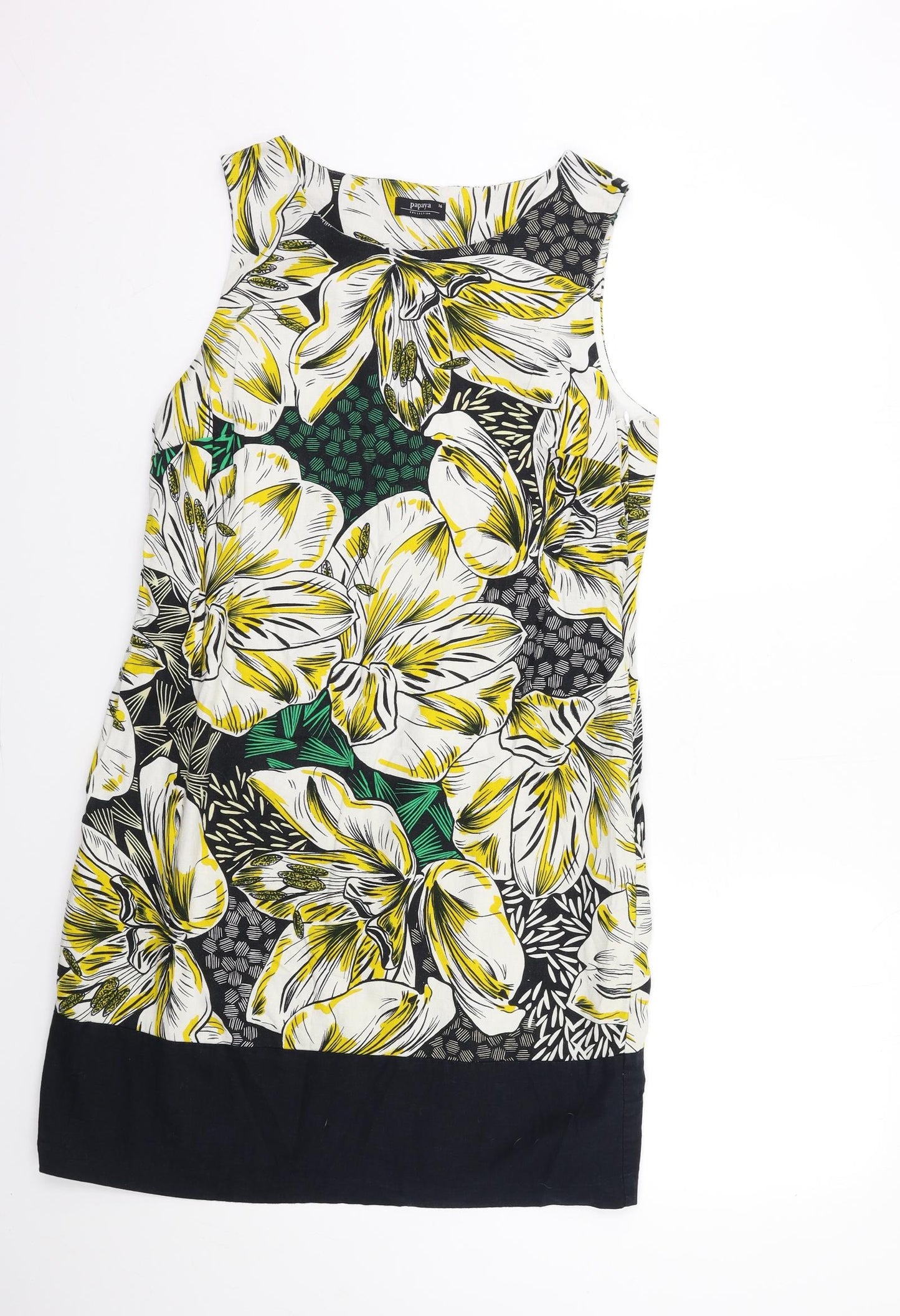 Papaya Womens Yellow Floral  A-Line  Size 16