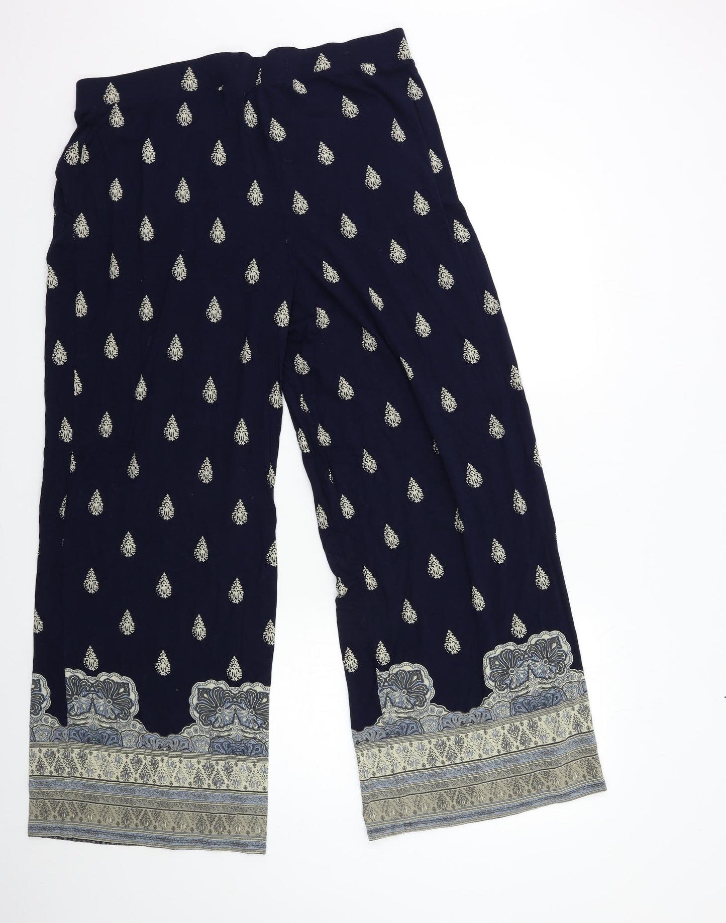 NEXT Womens Black Paisley  Trousers  Size 18 L29 in