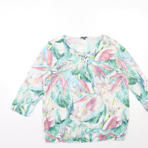 Street One Womens Blue Floral  Basic Blouse Size 14