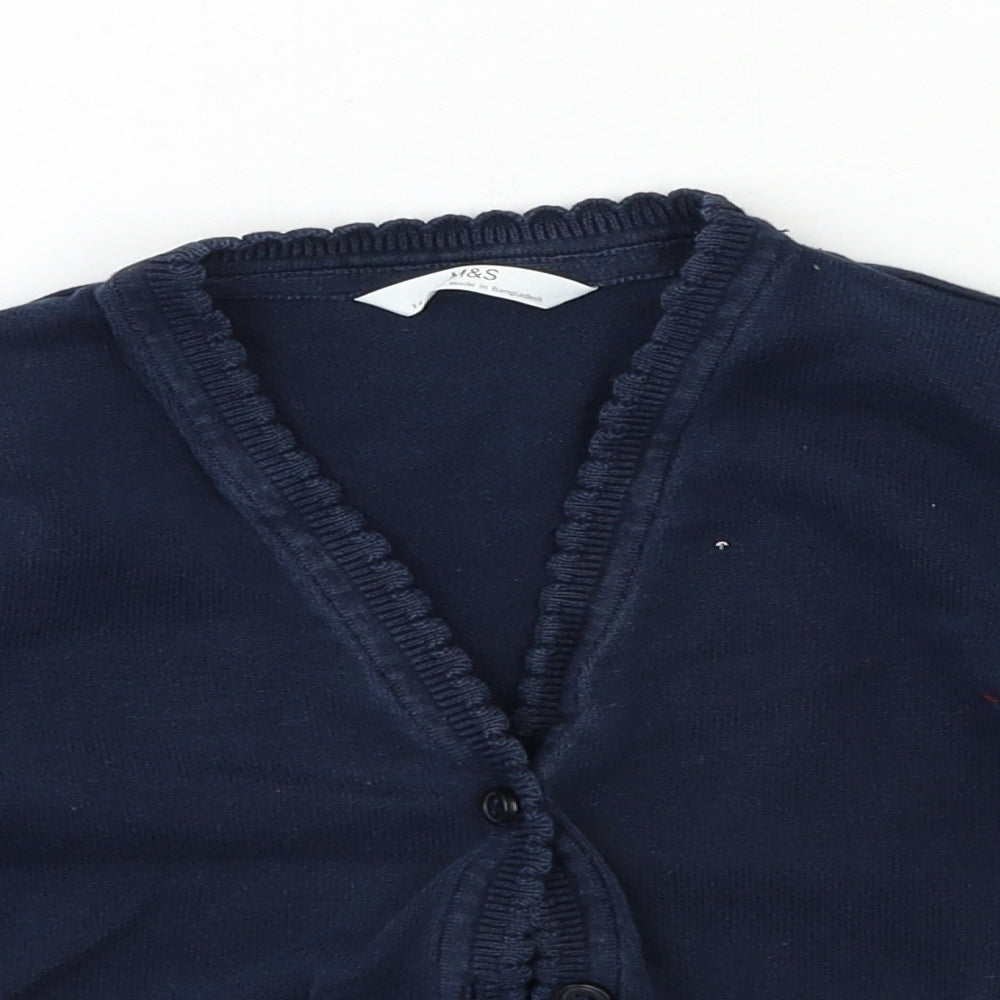 Marks and Spencer Girls Blue  Knit Cardigan Jumper Size 3-4 Years