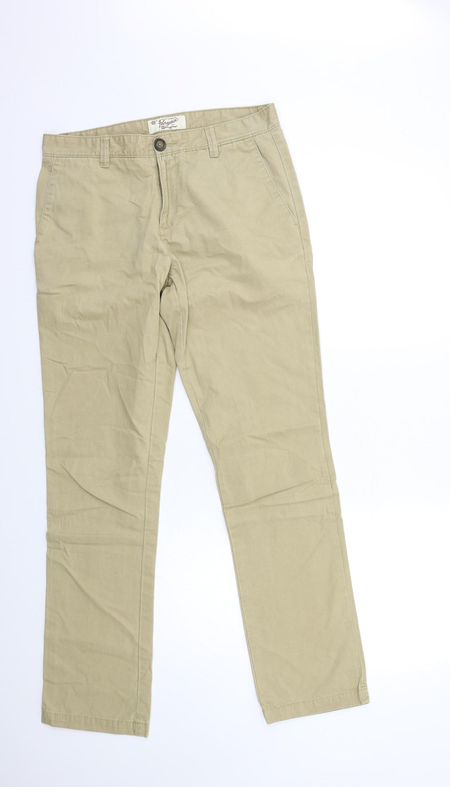 Penguin Mens Beige   Chino Trousers Size 32 in L32 in