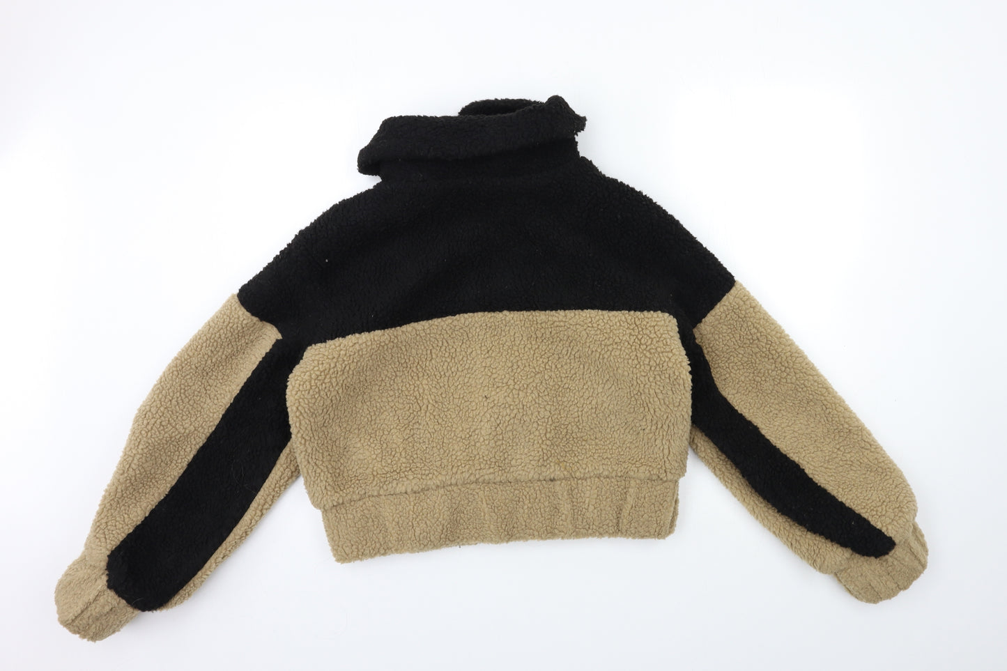 PRETTYLITTLETHING Womens Beige Striped Flannel Jacket Coat Size 10