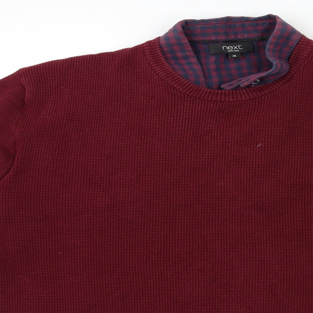 NEXT Mens Red  Knit Pullover Jumper Size XL