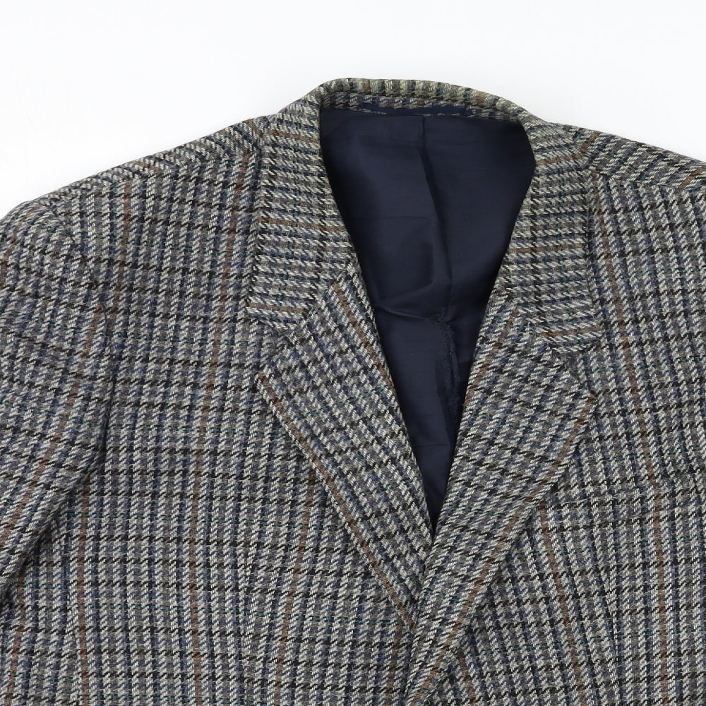 Burton Mens Blue Check  Jacket Suit Jacket Size 40